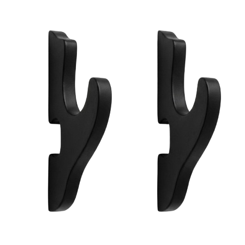 Sleek black wall mount brackets for katana swords and collectibles, providing a sturdy and stylish display solution from Dreams Setup.