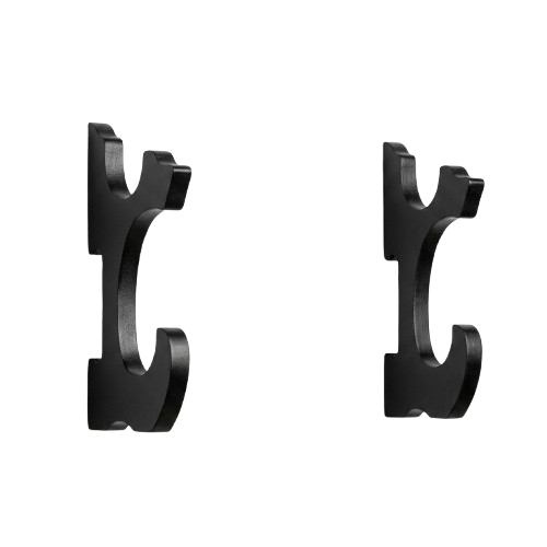 Premium dual-slot black wall mount brackets for displaying two katana swords or a sword and scabbard, exclusively from Dreams Setup.
