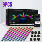 9-piece Smart Symphony Wall Light kit with sleek black housing and vibrant RGB effects, perfect for modern gaming setups from Dreams Setup.