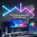 Breathtaking multi-color smart wall light with smartphone app control, creating a vibrant atmosphere for any gaming setup by Dreams Setup.