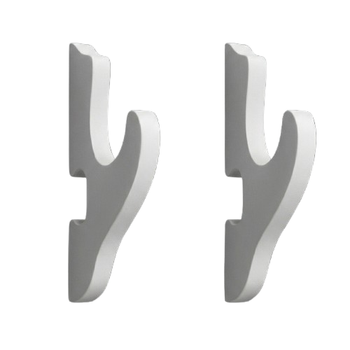 Minimalist white wall mount brackets designed for securely displaying katana swords and collectibles from Dreams Setup.